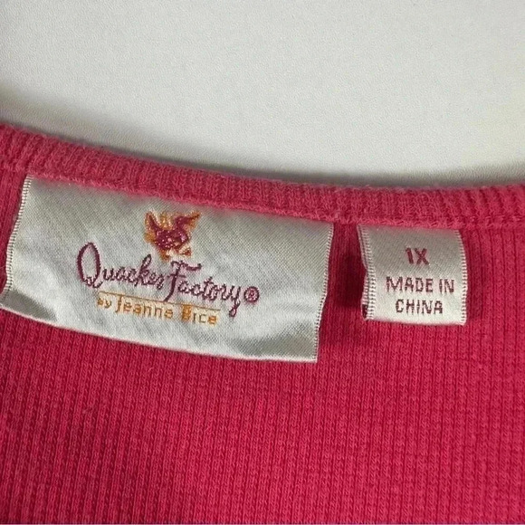 Quacker Factory Pink Ribbed Sequin 3/4 Sleeve Sweater Top Women Size 1X - Picture 2 of 12